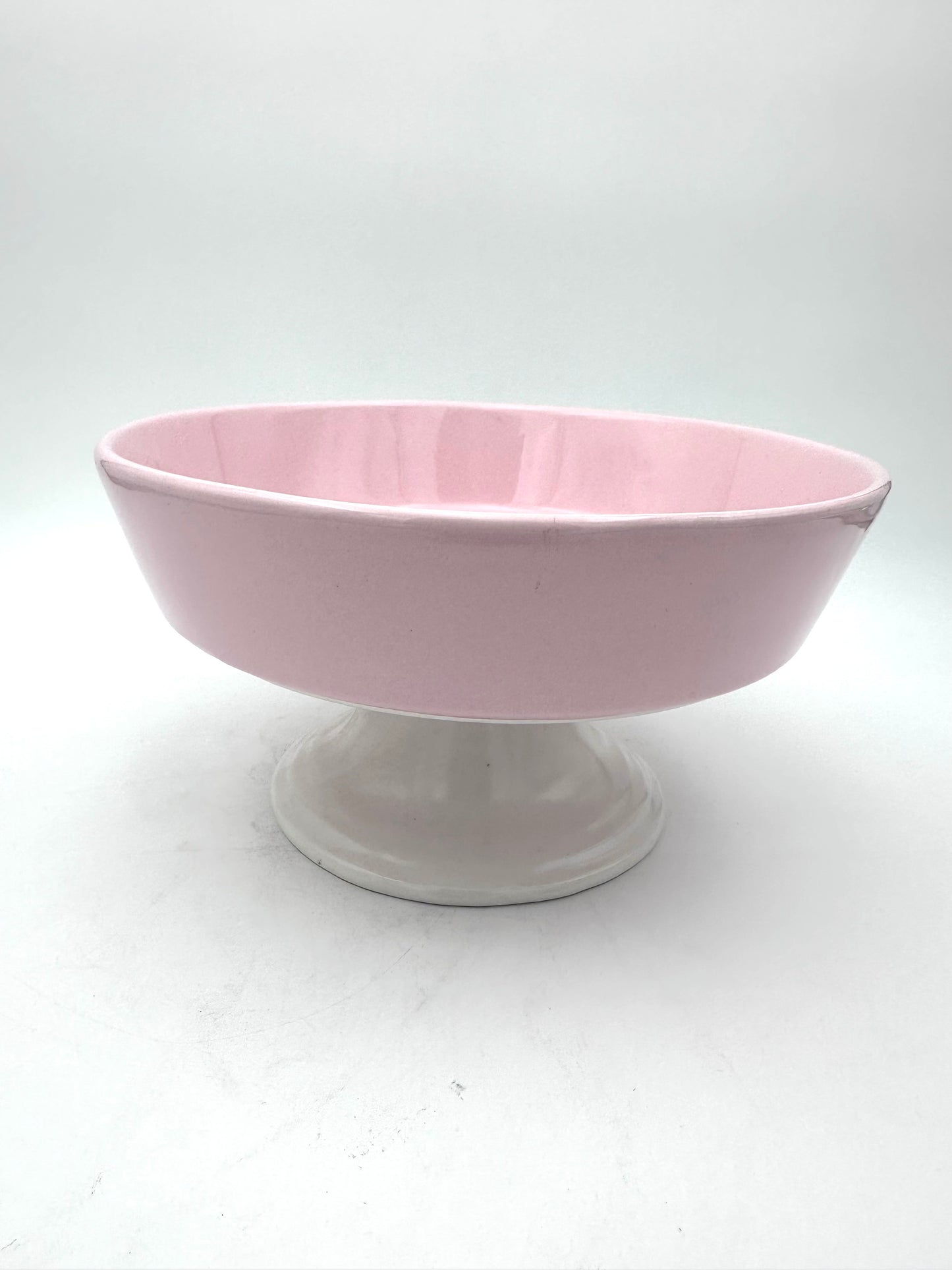 SERAMİK AYAKLI PEMBE-KREM SUNUMLUK