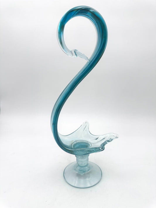 DEKORATİF KUĞU CAM MAVİ 34CM