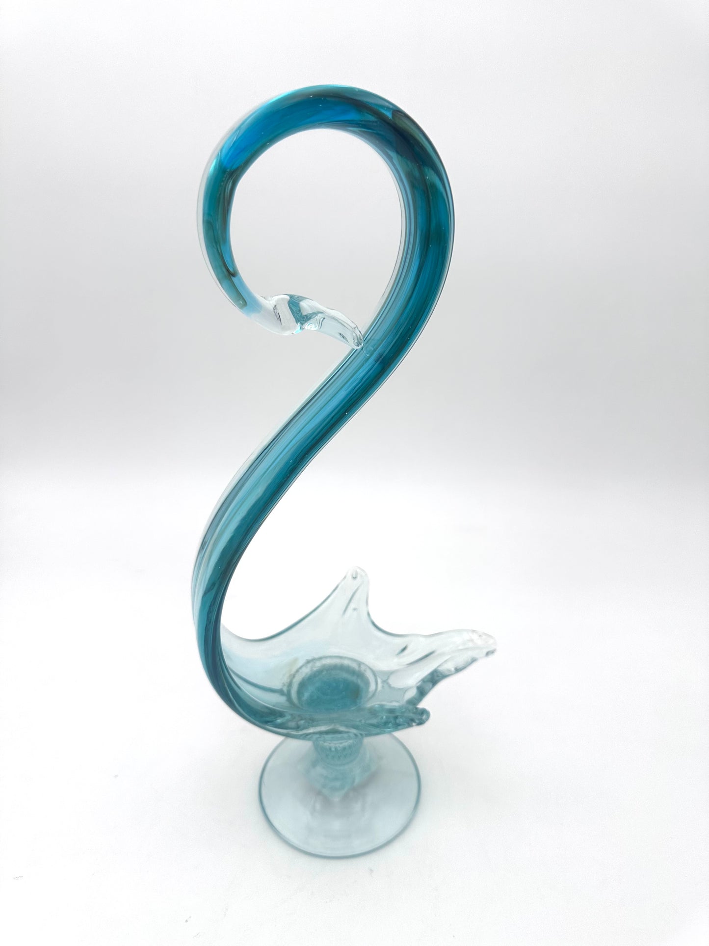 DEKORATİF KUĞU CAM MAVİ 34CM